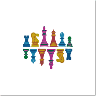 Colorful Chess Pieces Posters and Art